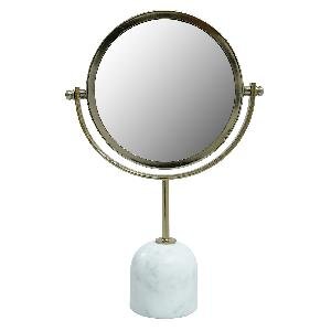 PTMD Janna Brass iron mirror on marble base round