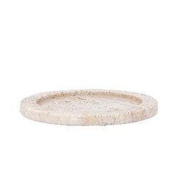 PTMD Jaqueleen Beige travertine candleholder plate L