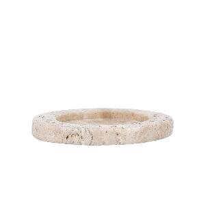 PTMD Jaqueleen Beige travertine candleholder plate S
