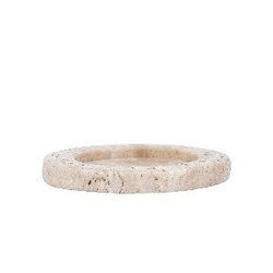 PTMD Jaqueleen Beige travertine candleholder plate S