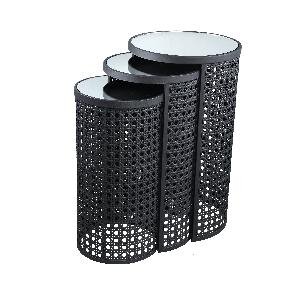PTMD Jinda Grey iron sidetable with mirror top