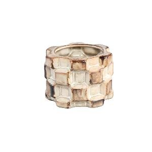 PTMD Jinoo White ceramic pot 3D blocks round S