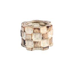 PTMD Jinoo White ceramic pot 3D blocks round S