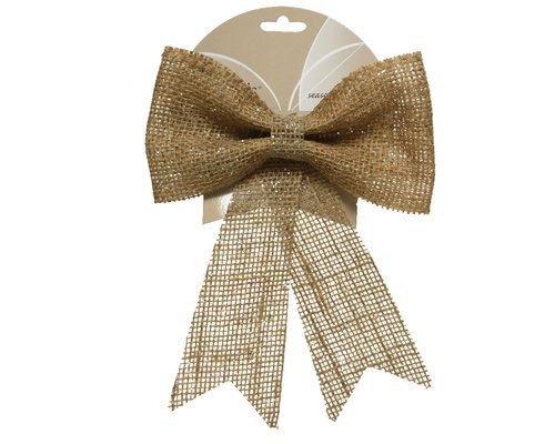 Jute strik zilver glitter