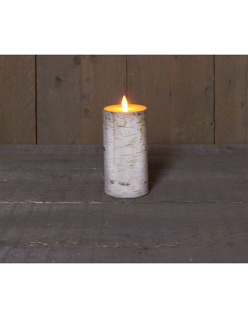 Anna's Collection B.O.T. Kaars Wit Berk Bewegende Vlam 7,5X15Cm 3Xaaa/Timer