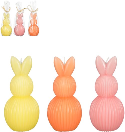 MICA DECORATIONS Kaars haas d6h13cm geel a3