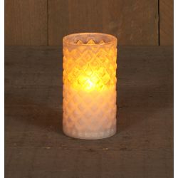 Anna's Collection KAARS MET BEWEGENDE VLAM GLAS FROSTY 7,5X12,5CM