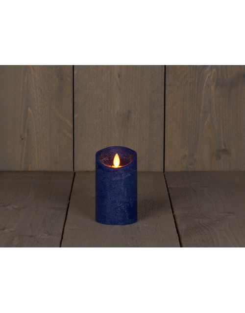 Anna's Collection B.O.T. Kaars Antiek Blauw Wax Rustiek Bewegende Vlam 7,5X12,5Cm 3Xaaa/Timer