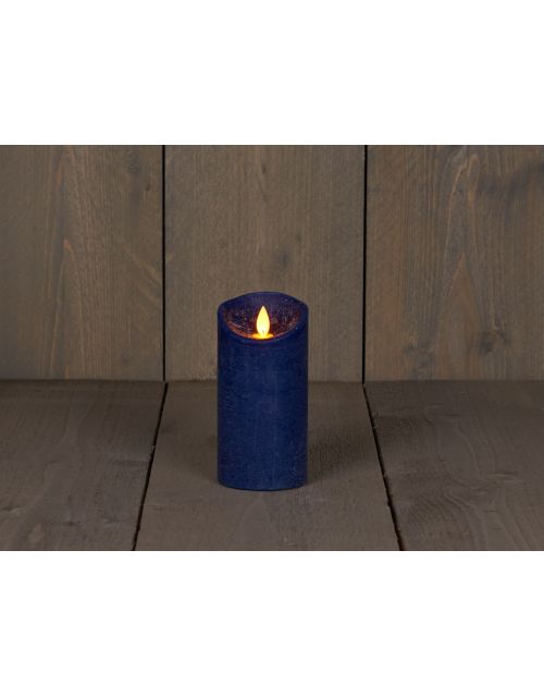 Anna's Collection B.O.T. Kaars Antiek Blauw Wax Rustiek Bewegende Vlam 7,5X15Cm 3Xaaa/Timer