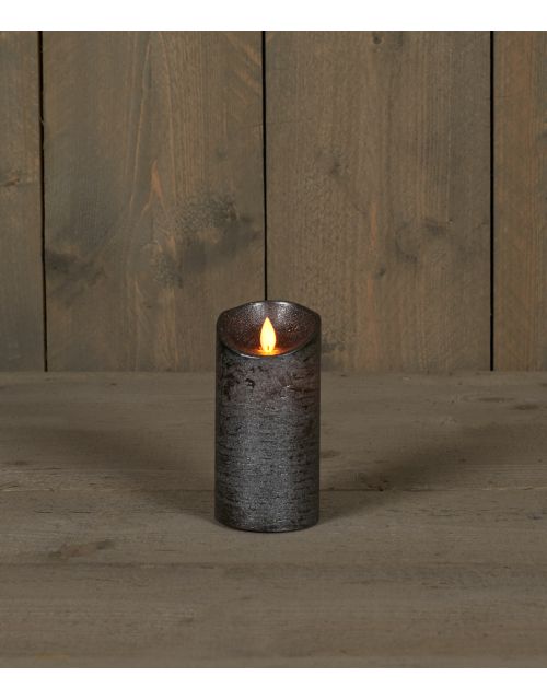Anna's Collection B.O.T. Kaars Antraciet Wax Rustiek Bewegende Vlam 7,5X15Cm 3Xaaa/Timer