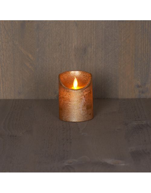 Anna's Collection B.O.T. Kaars Goud Wax Rustiek Bewegende Vlam 7,5X10Cm 3Xaaa/Timer - afbeelding 1