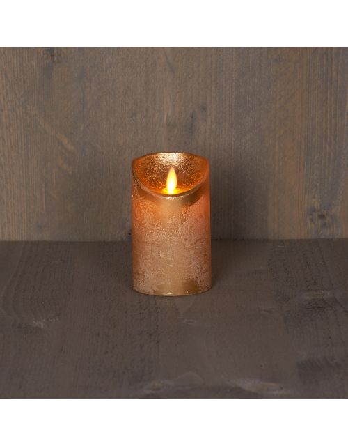 Anna's Collection B.O.T. Kaars Goud Wax Rustiek Bewegende Vlam 7,5X12,5Cm 3Xaaa/Timer