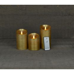 Anna's Collection Stompkaars set van 3 7.5x10/12,5/15cm Goud met bewegende vlam  werkt op 3AAA Batte - afbeelding 1