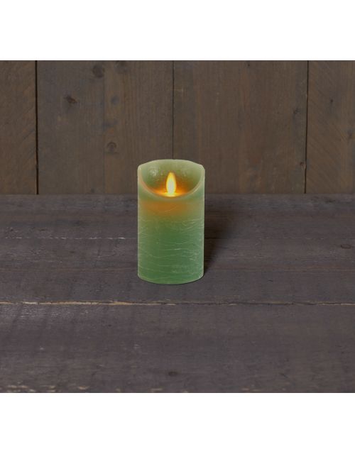 Anna's Collection B.O.T. Kaars Jade Groen Wax Rustiek Bewegende Vlam 7,5X12,5Cm 3Xaaa/Timer