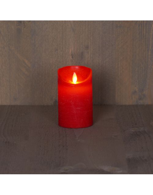 Anna's Collection B.O.T. Kaars Rood Wax Rustiek Bewegende Vlam 7,5X12,5Cm 3Xaaa/Timer