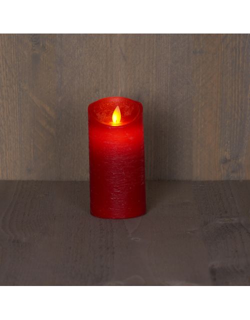 Anna's Collection B.O.T. Kaars Rood Wax Rustiek Bewegende Vlam 7,5X15Cm 3Xaaa/Timer