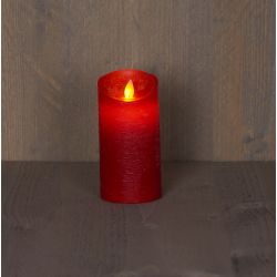 Anna's Collection B.O.T. Kaars Rood Wax Rustiek Bewegende Vlam 7,5X15Cm 3Xaaa/Timer