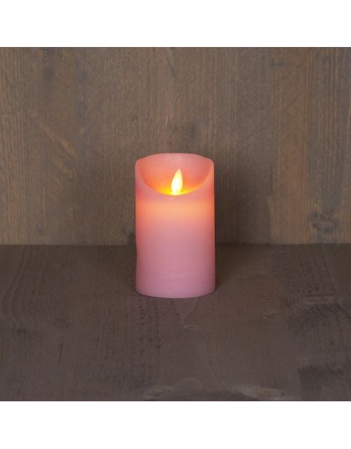 Anna's Collection B.O.T. Kaars Roze Wax Rustiek Bewegende Vlam 7,5X12,5Cm 3Xaaa/Timer