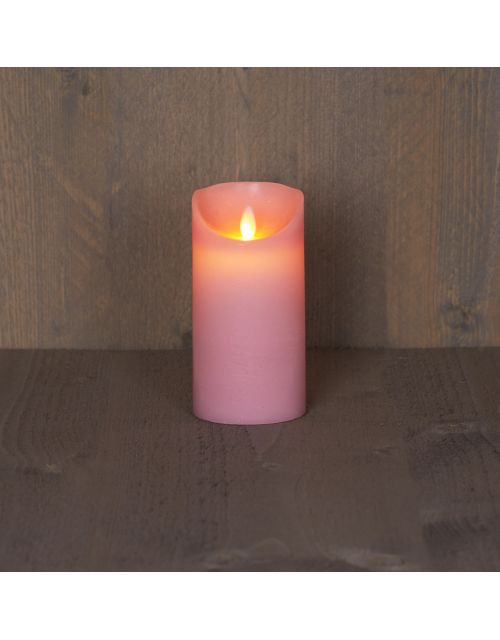 Anna's Collection B.O.T. Kaars Roze Wax Rustiek Bewegende Vlam 7,5X15Cm 3Xaaa/Timer