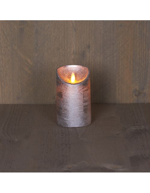 Anna's Collection B.O.T. Kaars Zilver Wax Rustiek Bewegende Vlam 7,5X12,5Cm 3Xaaa/Timer