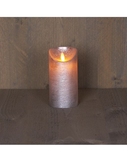 Anna's Collection B.O.T. Kaars Zilver Wax Rustiek Bewegende Vlam 7,5X15Cm 3Xaaa/Timer - afbeelding 1