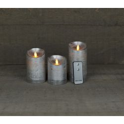 Anna's Collection KAARS MET BEWEGENDE VLAM RUSTIEK ZILVER SET VAN 3