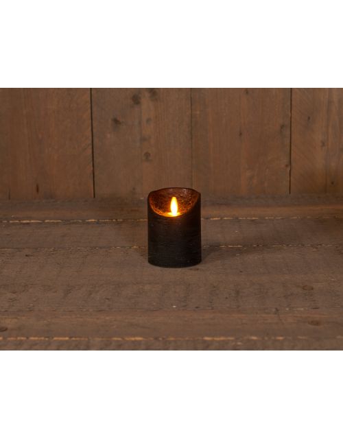 Anna's Collection B.O.T. Kaars Zwart Wax Rustiek Bewegende Vlam 7,5X10Cm 3Xaaa/Timer - afbeelding 1