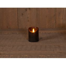 Anna's Collection B.O.T. Kaars Zwart Wax Rustiek Bewegende Vlam 7,5X10Cm 3Xaaa/Timer - afbeelding 1