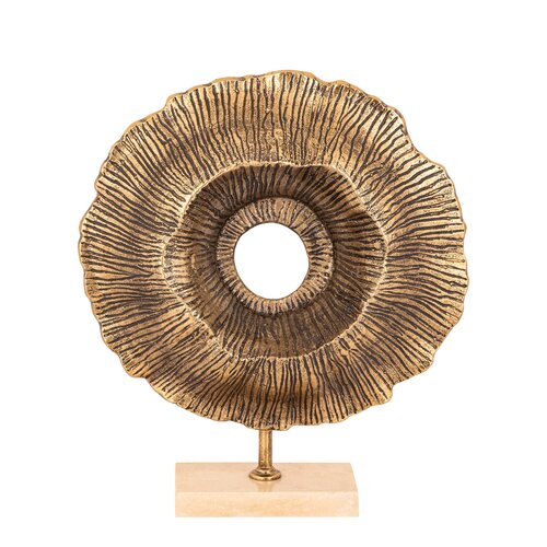 PTMD Kalli Gold casted alu statue on travertine base L - afbeelding 1