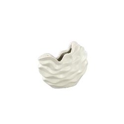 PTMD Kaylagh Cream wavy shaped ceramic pot S