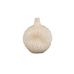 PTMD Kelline Cream round ribbed glass vase big