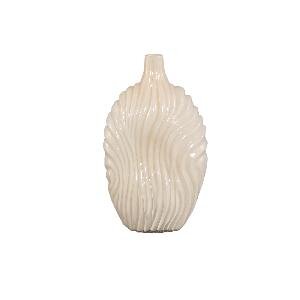 PTMD Kelline Cream round ribbed glass vase high