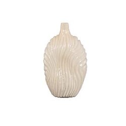 PTMD Kelline Cream round ribbed glass vase high