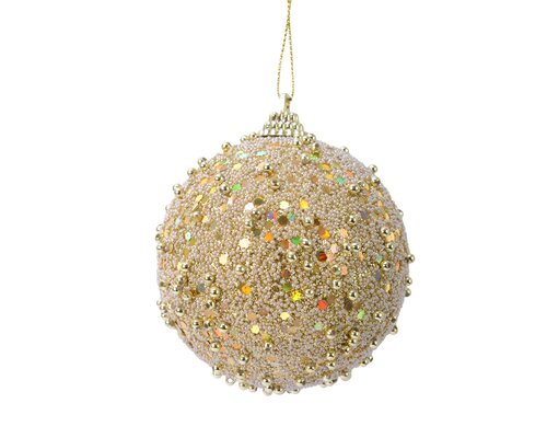 Decoris Kerstbal foam glitter beads and sequins licht goud