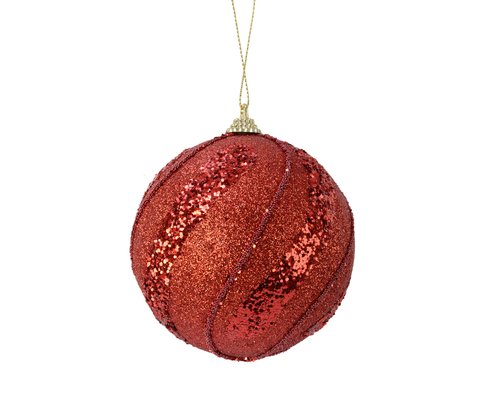 Kerstbal foam glitter swirl kerstrood