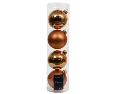 Kerstbal glas d10cm brandy 4st - afbeelding 1