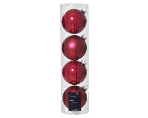 Kerstbal glas d10cm festivepink 4st - afbeelding 1