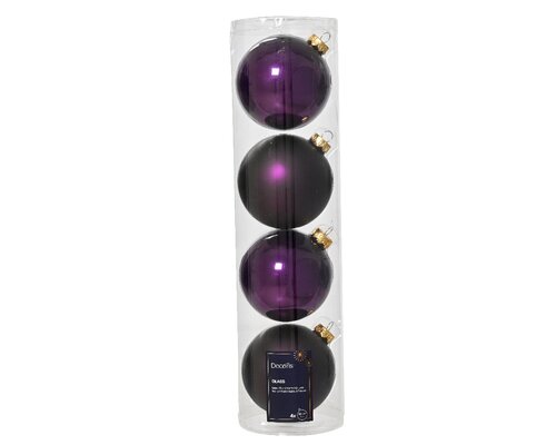 Kerstbal glas d10cm vijg 4st - afbeelding 1