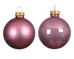 Kerstbal glas d10cm vintageroze 4st - afbeelding 2