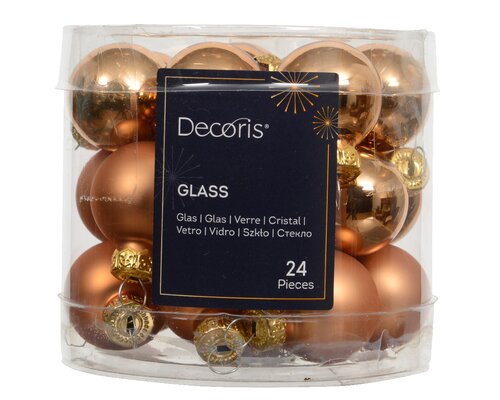 Kerstbal glas d2.5cm brandy 24st - afbeelding 1