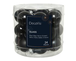 Kerstbal glas d2.5cm zwart 24st - afbeelding 1