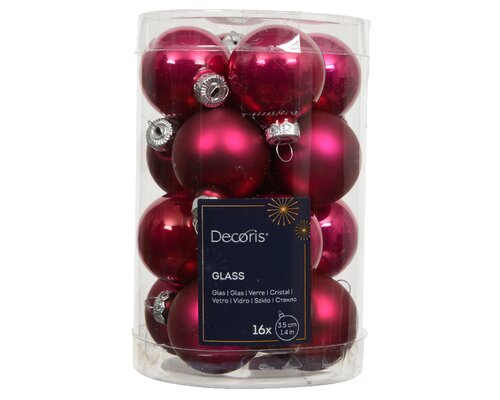Kerstbal glas d3.5cm pink 16st - afbeelding 1