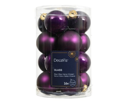 Kerstbal glas d3.5cm vijg 16st - afbeelding 1