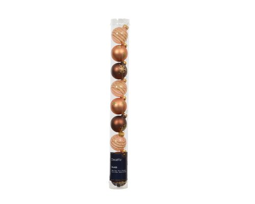 Kerstbal glas d3cm bruin 9st - afbeelding 1