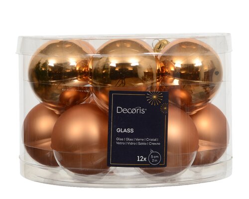 Kerstbal glas d5cm brandy 12st - afbeelding 1