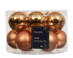 Kerstbal glas d5cm brandy 12st - afbeelding 1