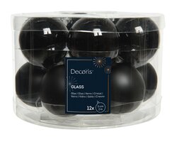 Kerstbal glas d5cm zwart 12st - afbeelding 1