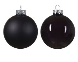 Kerstbal glas d5cm zwart 12st - afbeelding 2