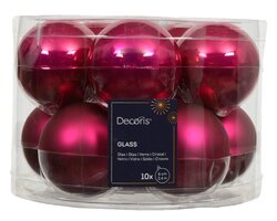 Kerstbal glas d6cm pink 10st - afbeelding 1