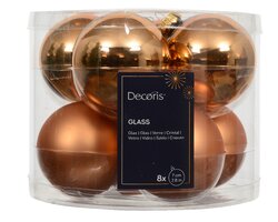 Kerstbal glas d7cm brandy 8st - afbeelding 1